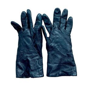 Neiman Marcus Women’s Black Genuine Leather Glove Lining Cashmere Italy Size 7.5